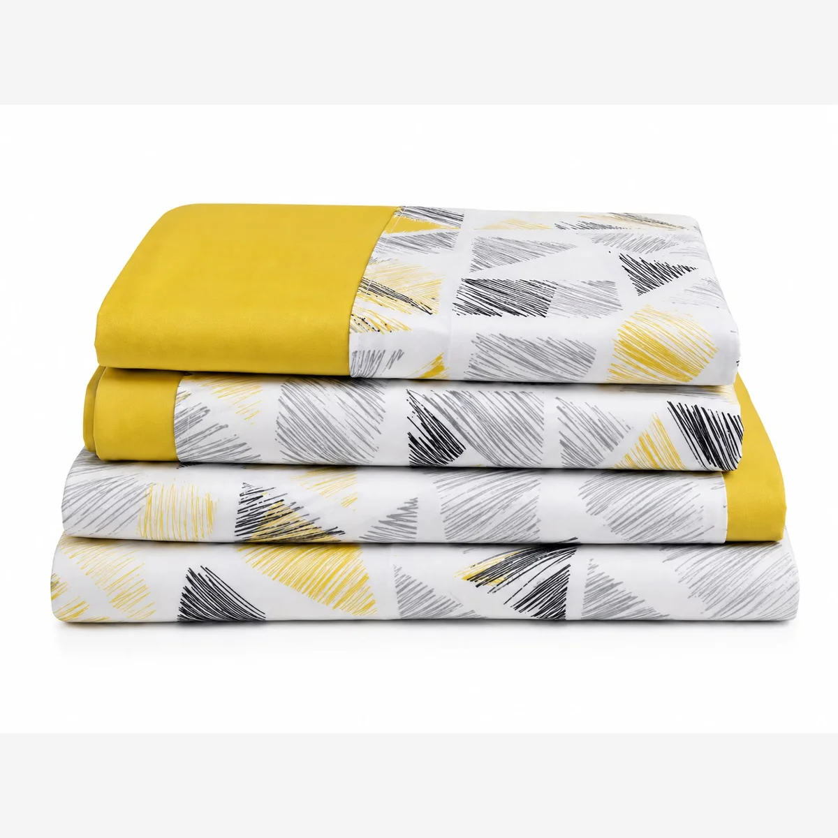 American Linen 1900 Full Sheet Set - Yellow and Gray Geometric Pattern - imagen 1