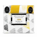American Linen 1900 Full Sheet Set - Yellow and Gray Geometric Pattern miniatura 2