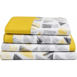 American Linen 1900 Full Sheet Set - Yellow and Gray Geometric Pattern miniatura 1