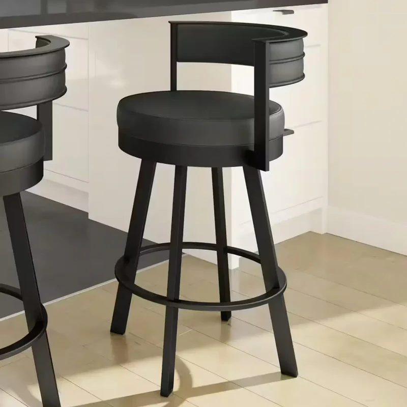 Amisco — Silla de bar Negro y cuero sintético
