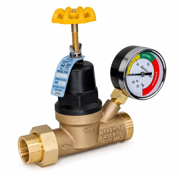 Apollo Pressure Regulating Valve with Gauge 3/4 in. NPT