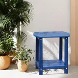 Blue Outdoor Side Table with Shelf - Weather Resistant HDPE miniatura 2