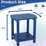Blue Outdoor Side Table with Shelf - Weather Resistant HDPE miniatura 3