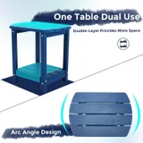 Blue Outdoor Side Table with Shelf - Weather Resistant HDPE miniatura 5