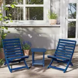 Blue Outdoor Side Table with Shelf - Weather Resistant HDPE miniatura 7