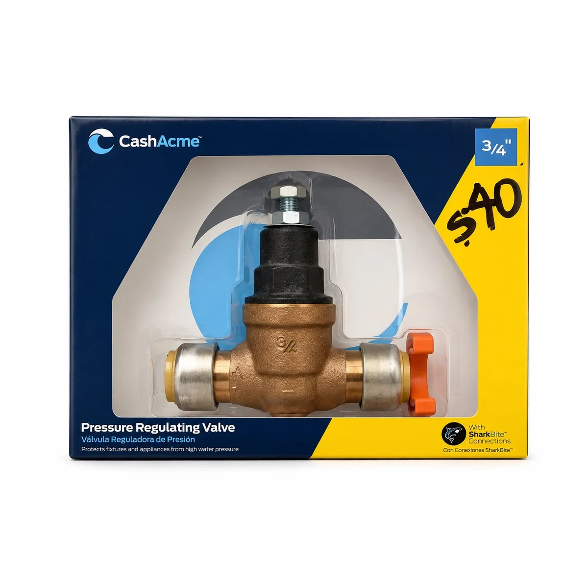 Cash Acme 3/4" Pressure Regulating Valve with SharkBite Connections - imagen 1