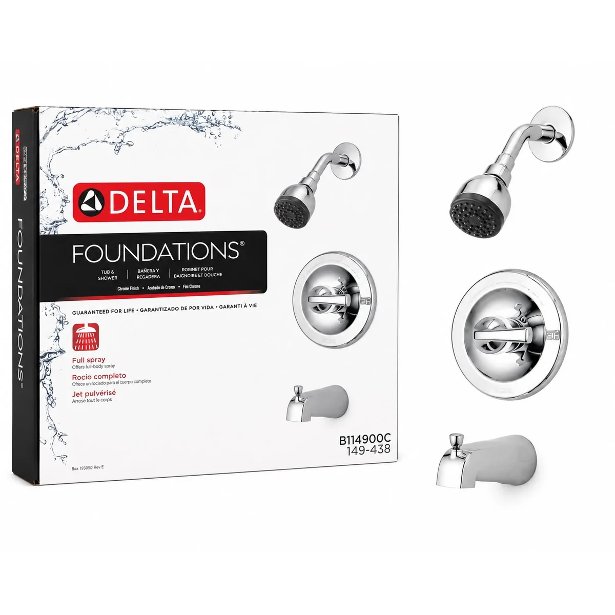Delta Foundations Tub and Shower Faucet Set - Chrome Finish - imagen 1