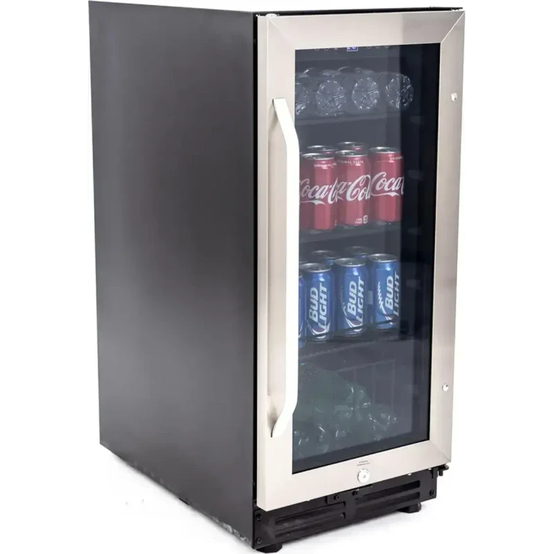 Enfriador de bebidas — Puerta de vidrio negro/acero