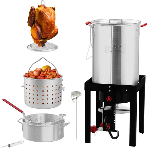 Feasto 4-in-1 Turkey and Fish Fryer Set with 30 Qt & 10 Qt Aluminum Pots