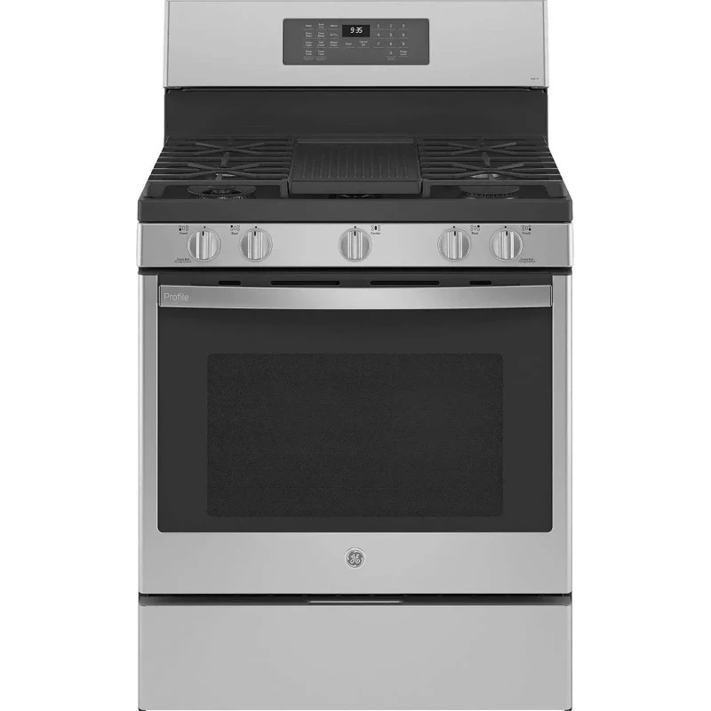 GE Profile 30" — Estufa a gas slide-in inteligente