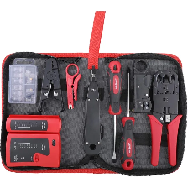 Hi-Spec Network Cable Testing & Wiring Tool Kit Set - 9 Piece