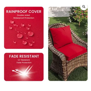 Juego cojines patio rojo deep seat — Asiento + respaldo (promo $5) miniatura 2