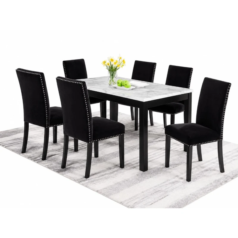 Juego counter-height 7 piezas — chevron y taburetes two-tone