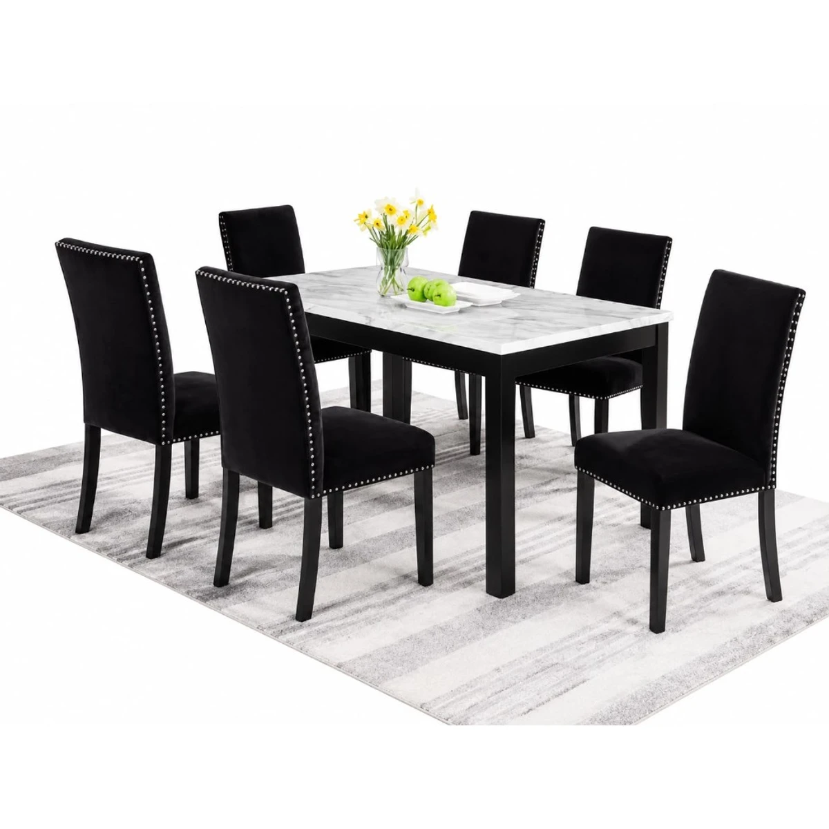 Juego counter-height 7 piezas — chevron y taburetes two-tone - imagen 1