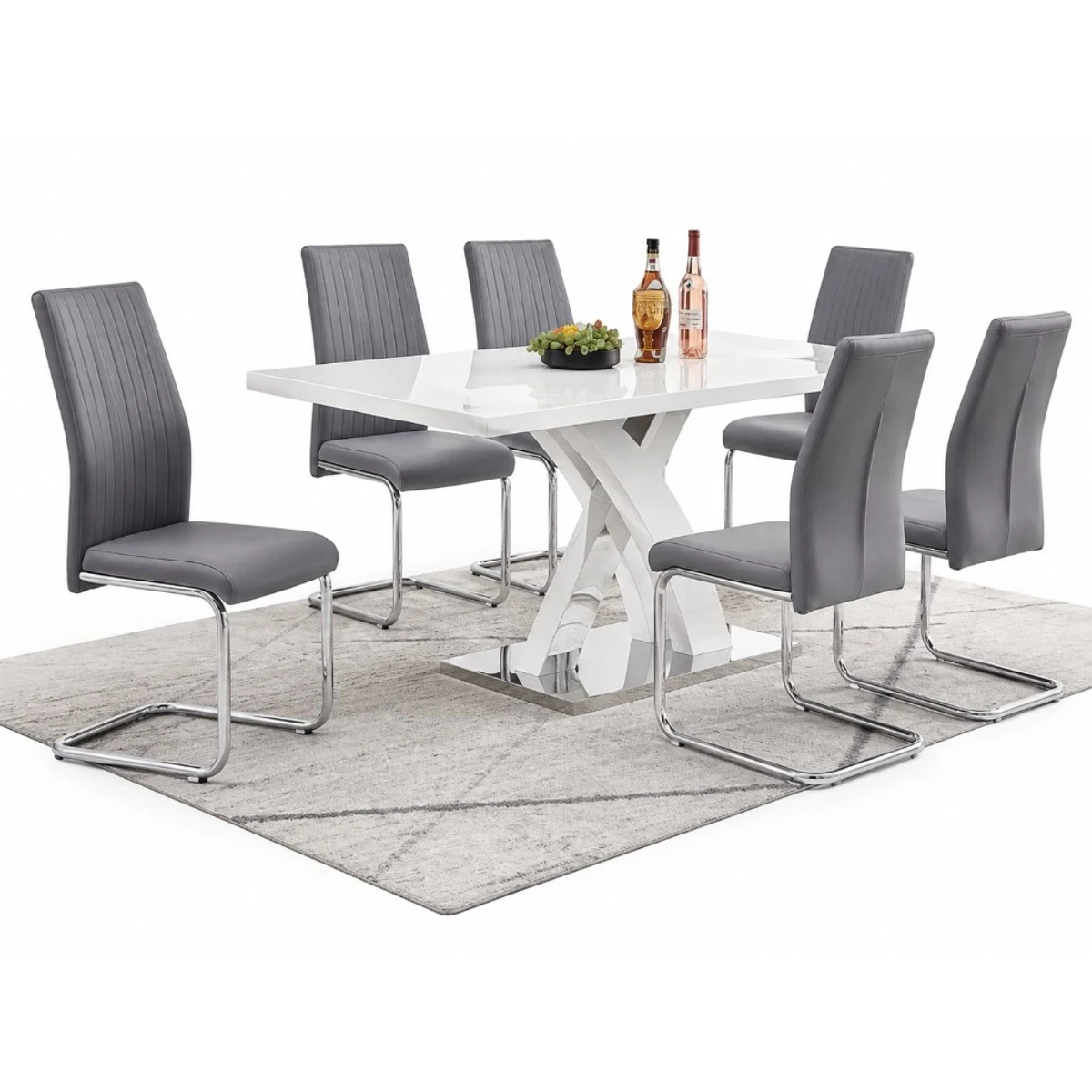 Juego de comedor 7 piezas — madera miel trestle y sillas nailhead - imagen 1