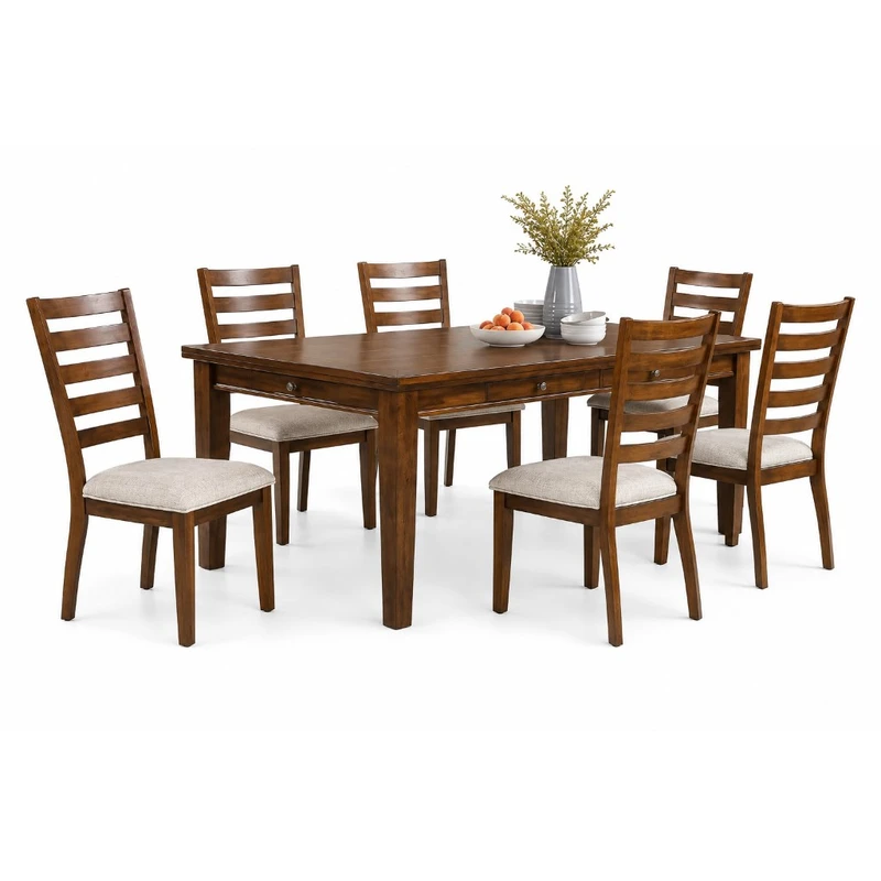 Juego de comedor 5 piezas — mesa redonda y sillas quilted negras