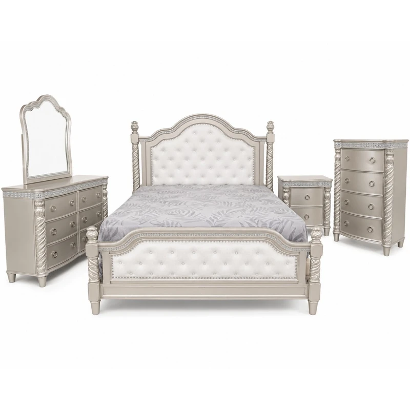 Juego de recámara Champagne tapizado tufted
