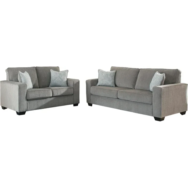 Juego sofá y loveseat gris hoja azul — Oferta 4 de Julio