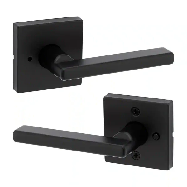 Kwikset Halifax Bed/Bath Lever in Matte Black