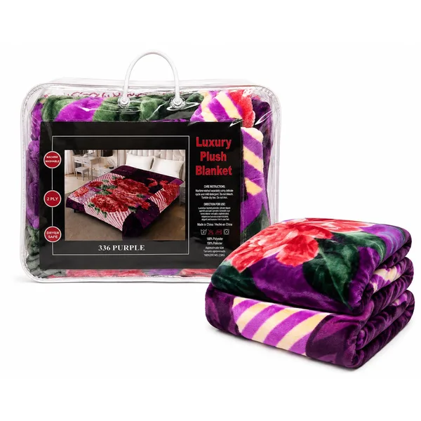Luxury Plush Blanket - Purple Floral Design