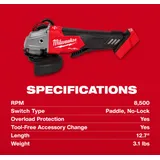 Milwaukee M18 FUEL 4-1/2" / 5" Grinder Tool Only miniatura 4