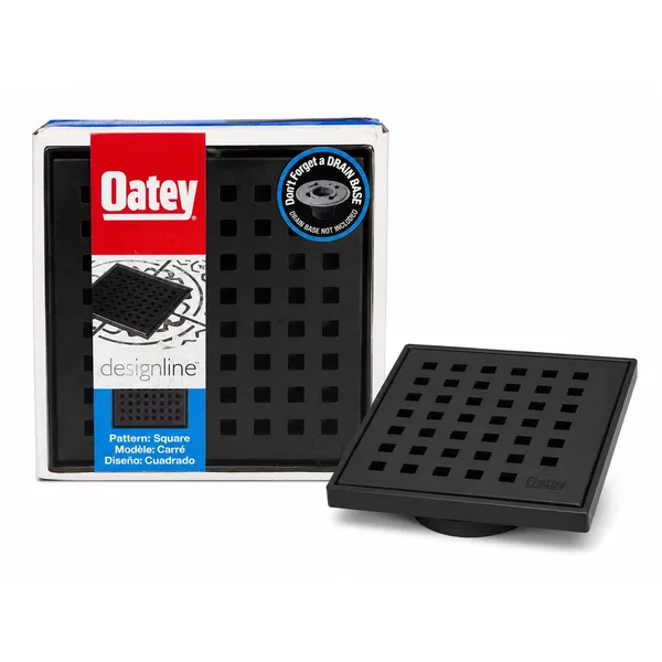 Oatey Designline 4" x 4" Matte Black Square Drain
