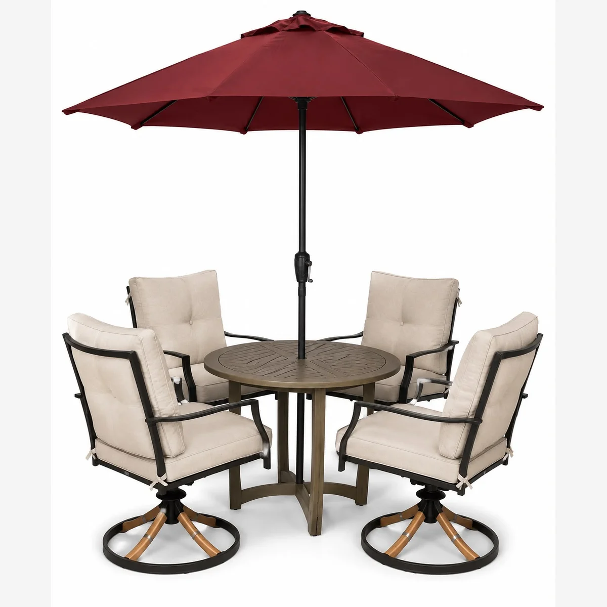 Outdoor Patio Dining Set with Swivel Chairs and Umbrella - imagen 1