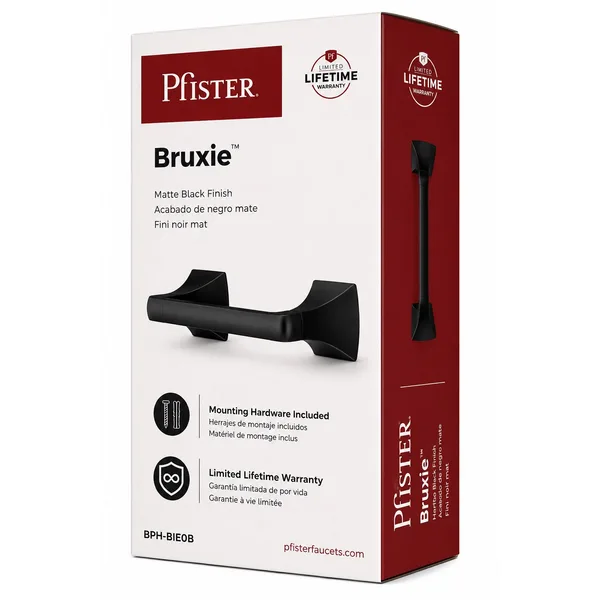 Pfister Bruxie Matte Black Towel Bar with Mounting Hardware