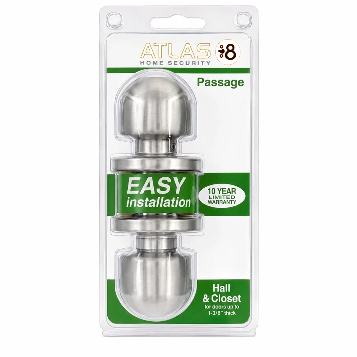 Pomo de puerta Passage Atlas Home Security — Satin Nickel (Hall & Closet) - imagen 1