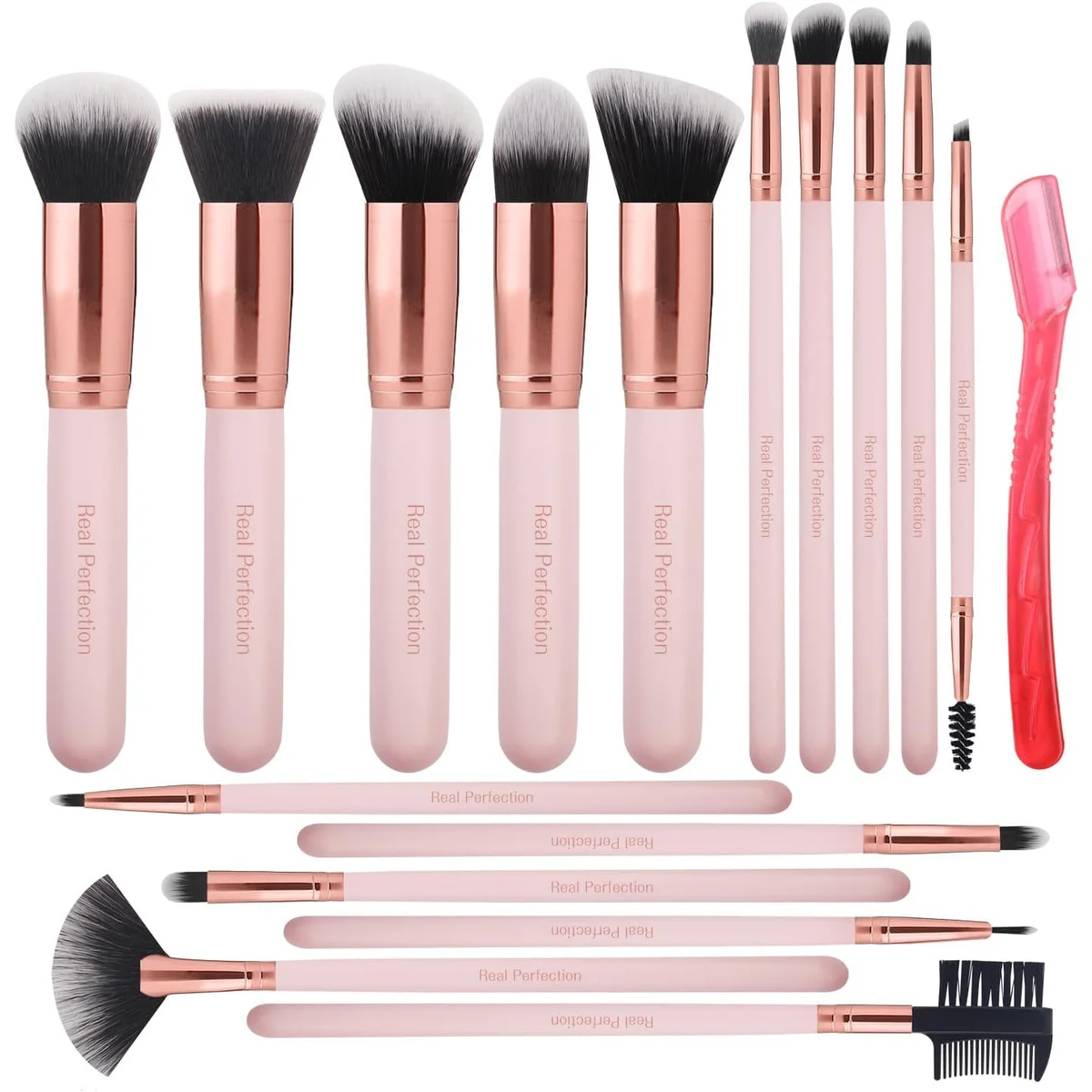 Real Perfection Pink Makeup Brush Set - 16 Pieces - imagen 1