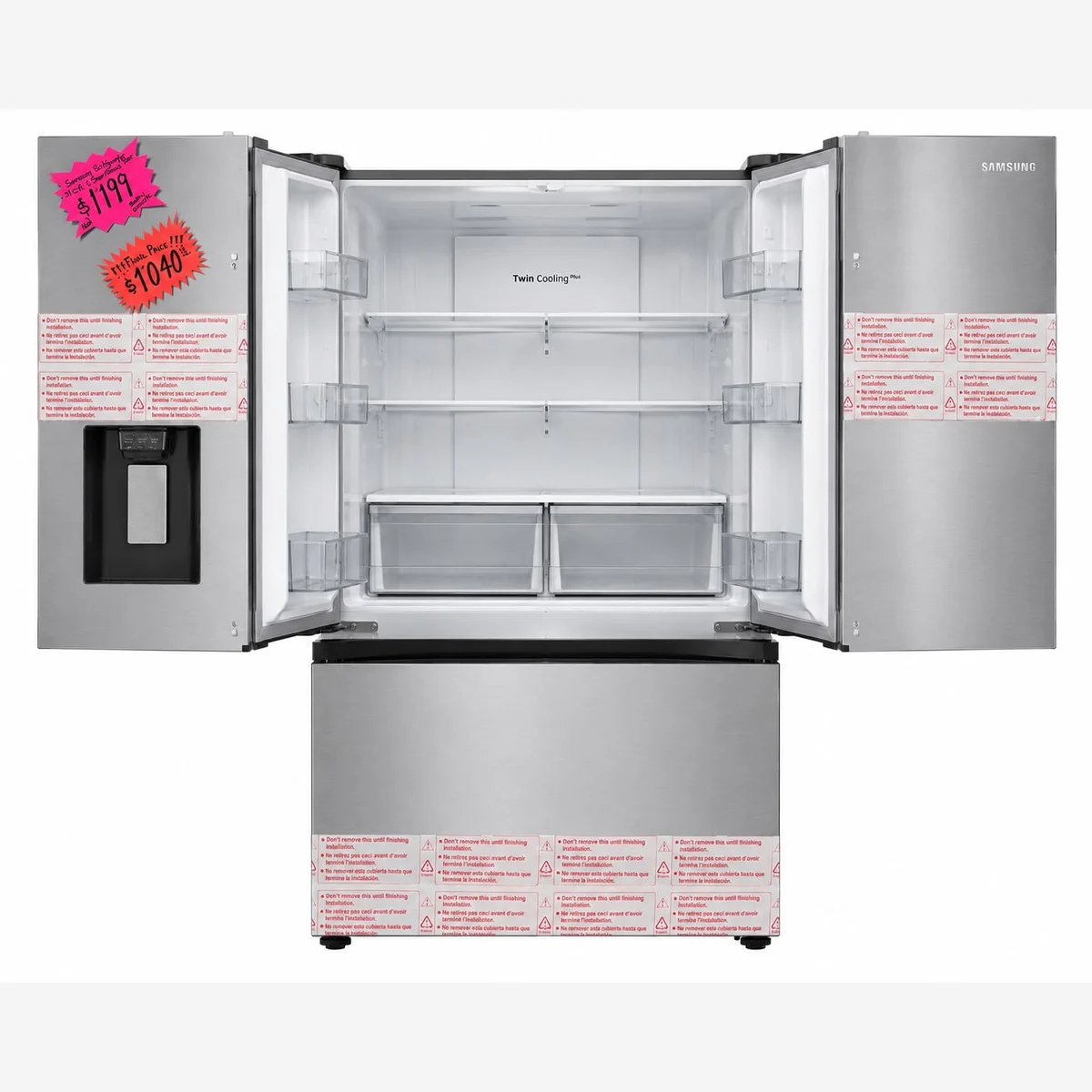 Refrigerador Samsung Bespoke 31 Pies Cúbicos 4 Puertas Acero Inoxidable Beverage Center RF31CG7400SRAA - imagen 1