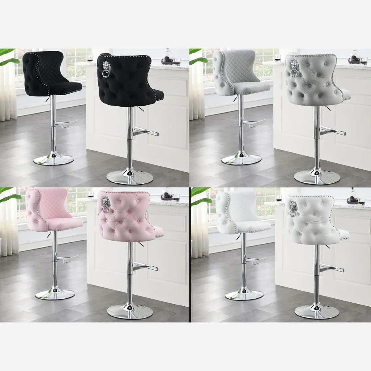 Silla de bar ST100 terciopelo — Gris - imagen 1