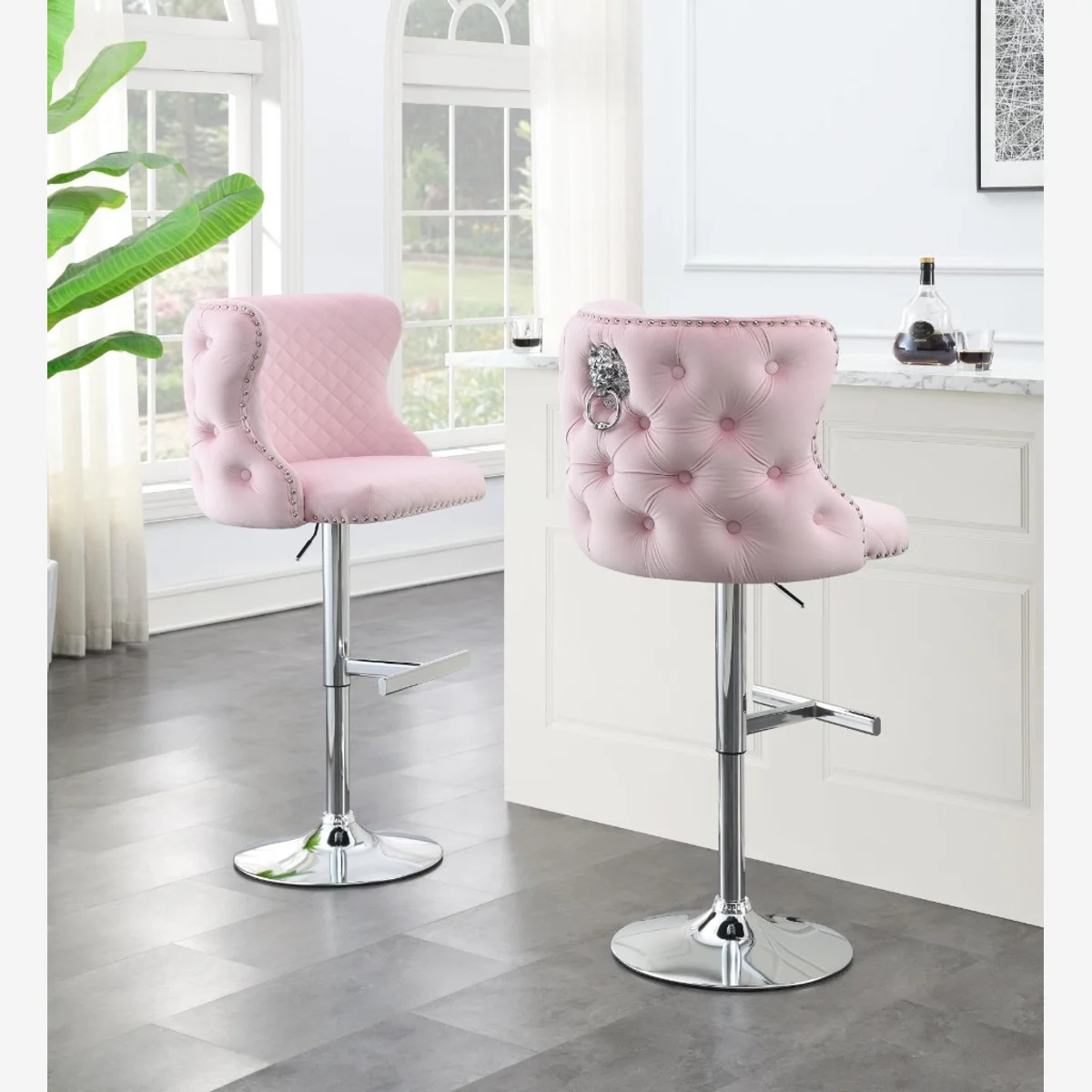 Silla de bar ST100 terciopelo — Rosa - imagen 1