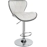 Silla de bar moderna — Blanca y cromo miniatura 2