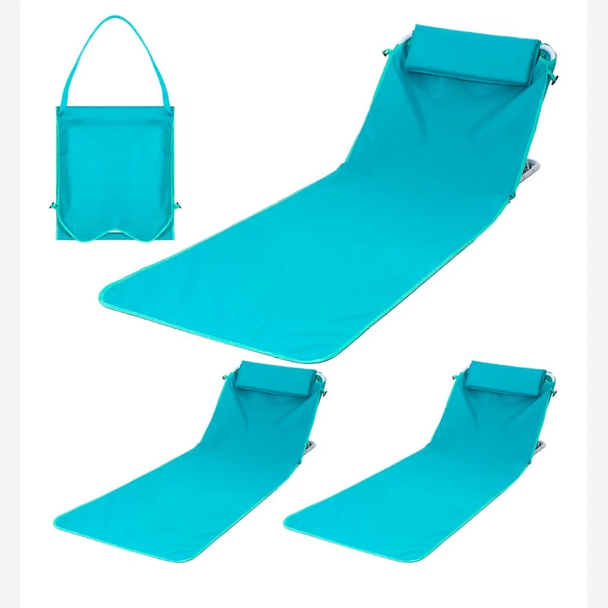 Colchoneta reclinable de playa portátil — Turquesa - imagen 1