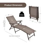 Silla camastro plegable de patio ajustable — Marrón miniatura 2