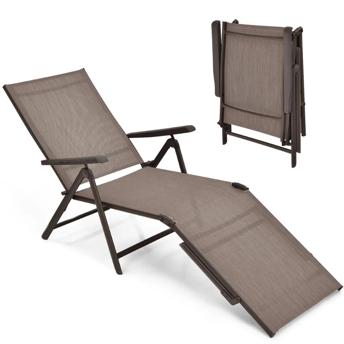 Silla camastro plegable de patio ajustable — Marrón - imagen 1