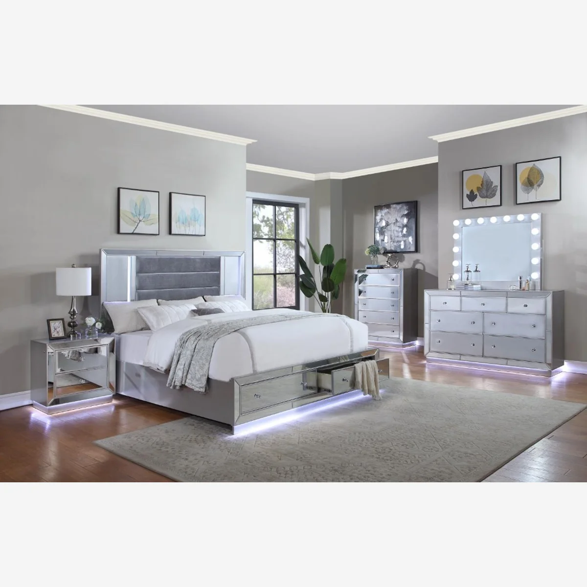 Juego de recámara B028 espejo LED — 5 piezas - imagen 1