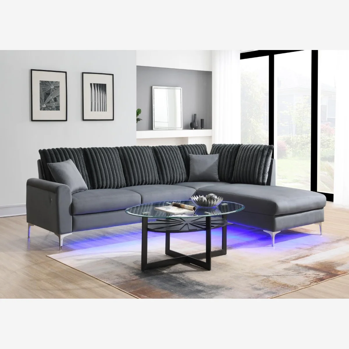 Sofá seccional U381 LED — Gris - imagen 1