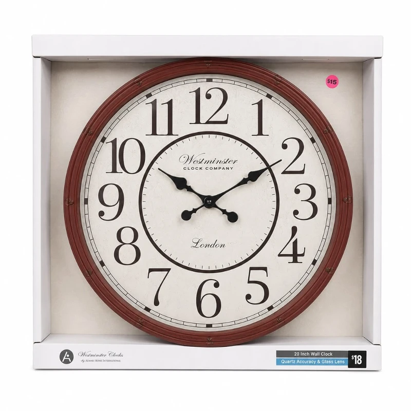 Reloj de pared Westminster Clock Company — 20" (quartz)