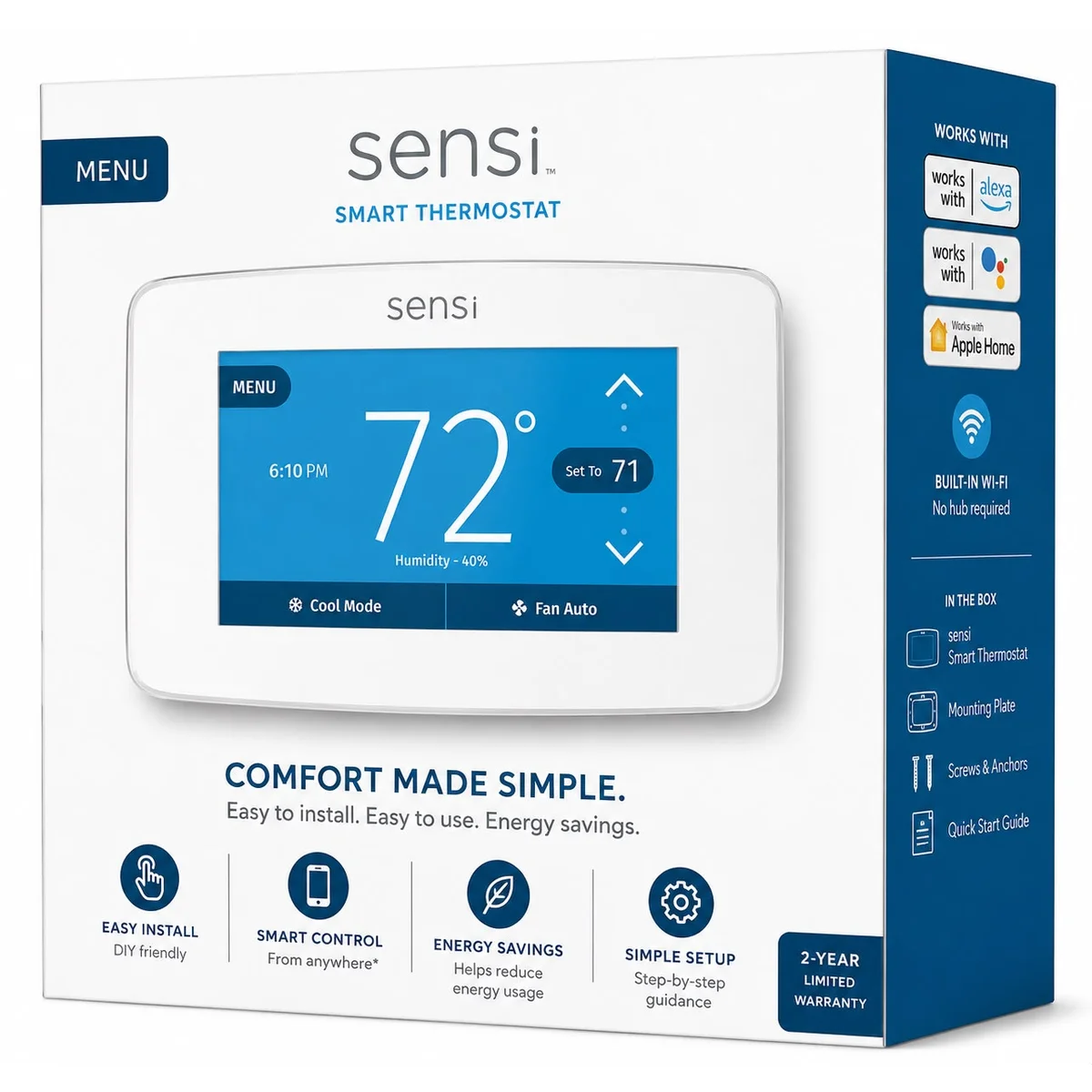 Sensi Smart Thermostat with Wi-Fi Compatibility - imagen 1