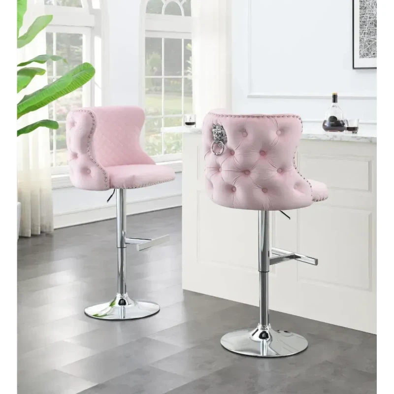 Silla de bar ST100 terciopelo — Rosa