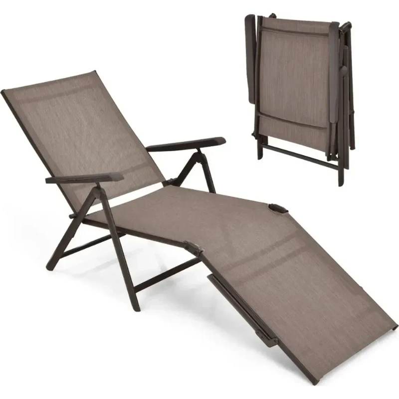 Silla camastro plegable de patio ajustable — Marrón