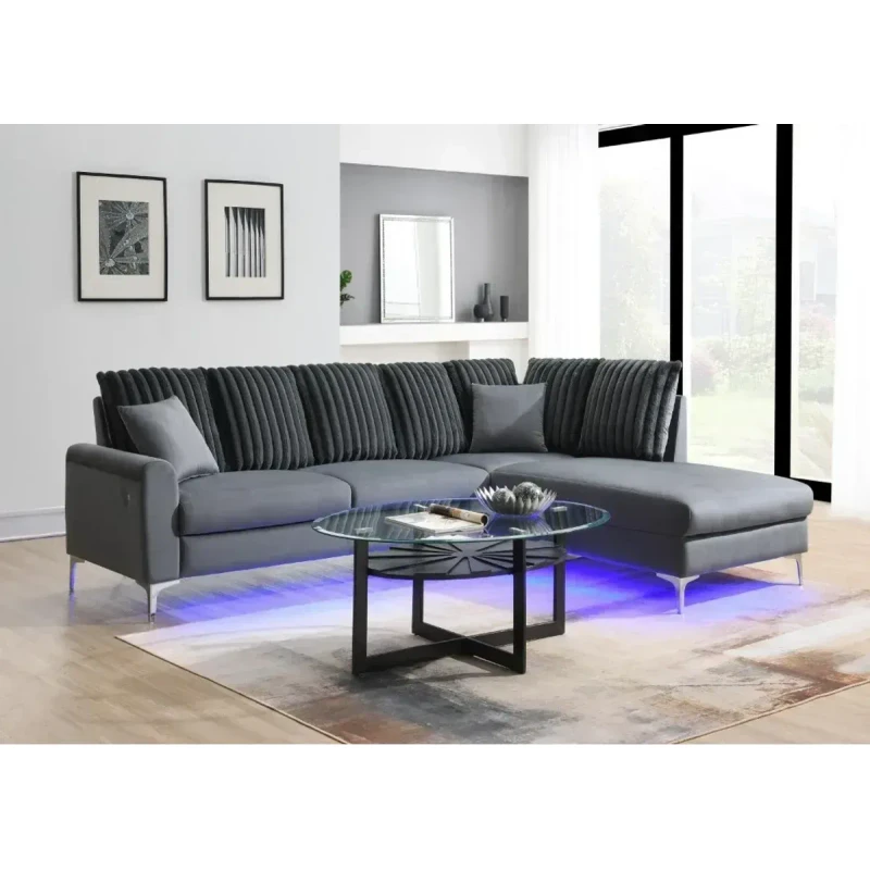 Sofá seccional U381 LED — Gris