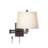 Swing Arm Wall Lamp with Fabric Shade miniatura 2
