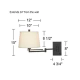 Swing Arm Wall Lamp with Fabric Shade miniatura 3
